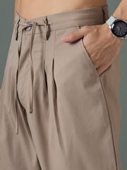 Taupe Front Dori Relax Fit Korean Trouser MASCLN SASSAFRAS