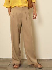 Beige Dual Dart No waistband High Waist Korean Pants MASCLN SASSAFRAS