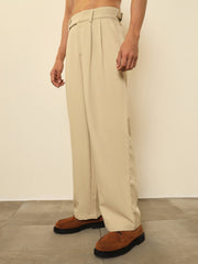 Beige Front Pleated Gurkha Trousers MASCLN SASSAFRAS