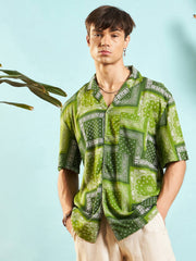 MASCLN SASSAFRAS - Men Green Paisley Relax Fit Shirt