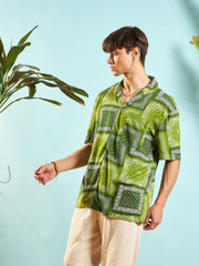 MASCLN SASSAFRAS - Men Green Paisley Relax Fit Shirt