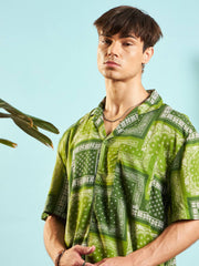 MASCLN SASSAFRAS - Men Green Paisley Relax Fit Shirt