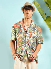 MASCLN SASSAFRAS - Men Beige Tropical Print Relax Fit Shirt