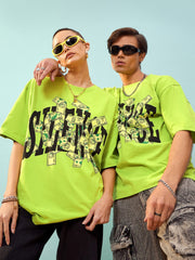 MASCLN SASSAFRAS - Unisex Green SILENCE Oversize T-Shirt