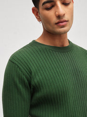 Men Emelard Green Round Neck Relax Fit T-Shirt
