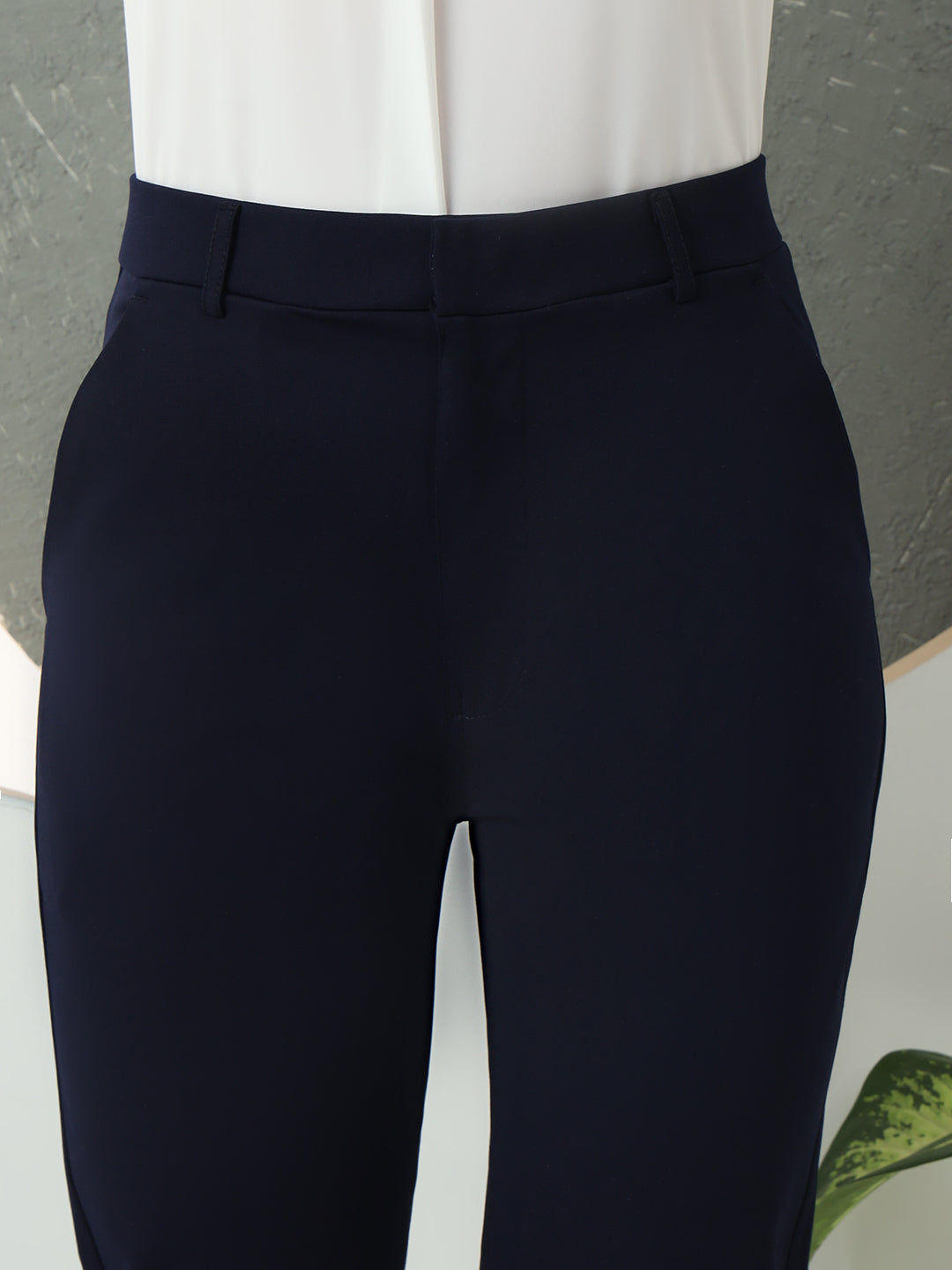 women tapered fit high waist office wear trousers
