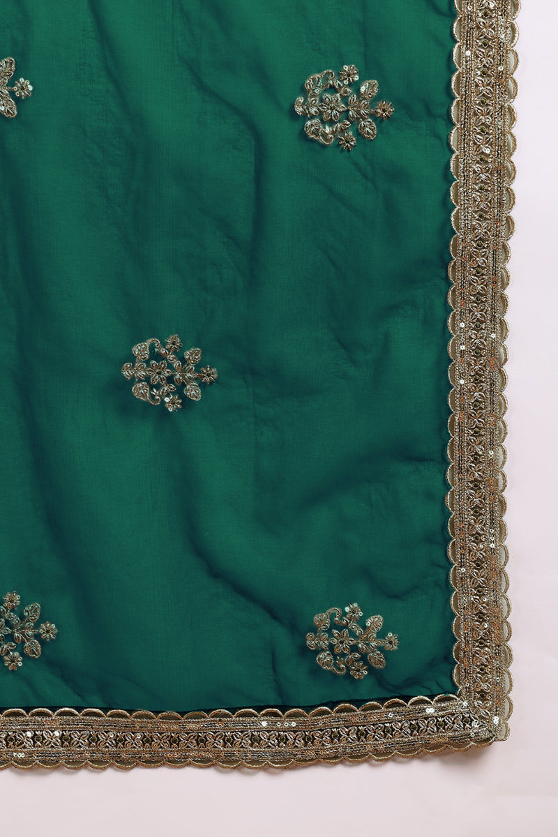 teal green silk blend solid straight festive palazzo suit set pkskd2743