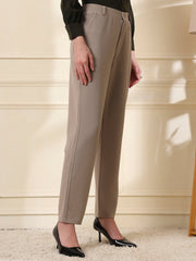 women relaxed slim fit formal trousers
