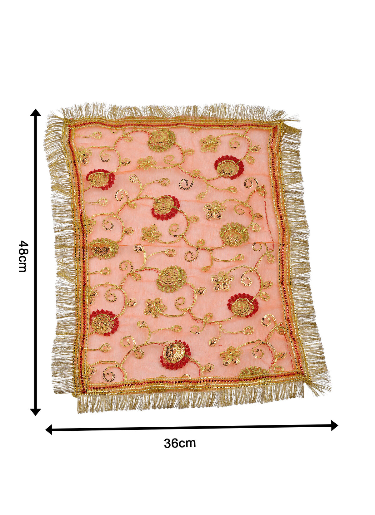 Chunri Vine Fringe Orange 13x20 Inches