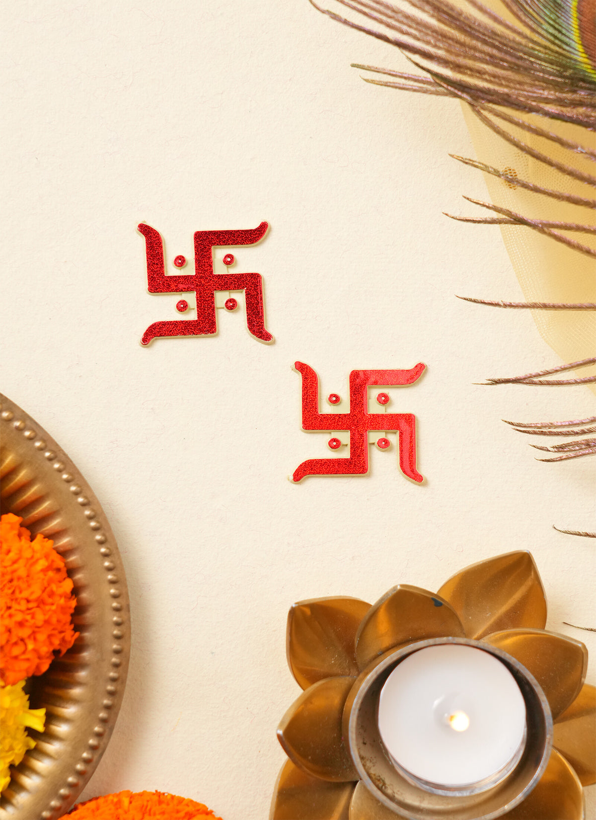 Sticker Swastik Red 1 Pair
