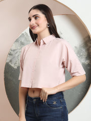 spread collar raglan sleeves regular fit casual crop shirt 3