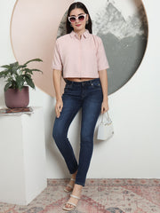 spread collar raglan sleeves regular fit casual crop shirt 3