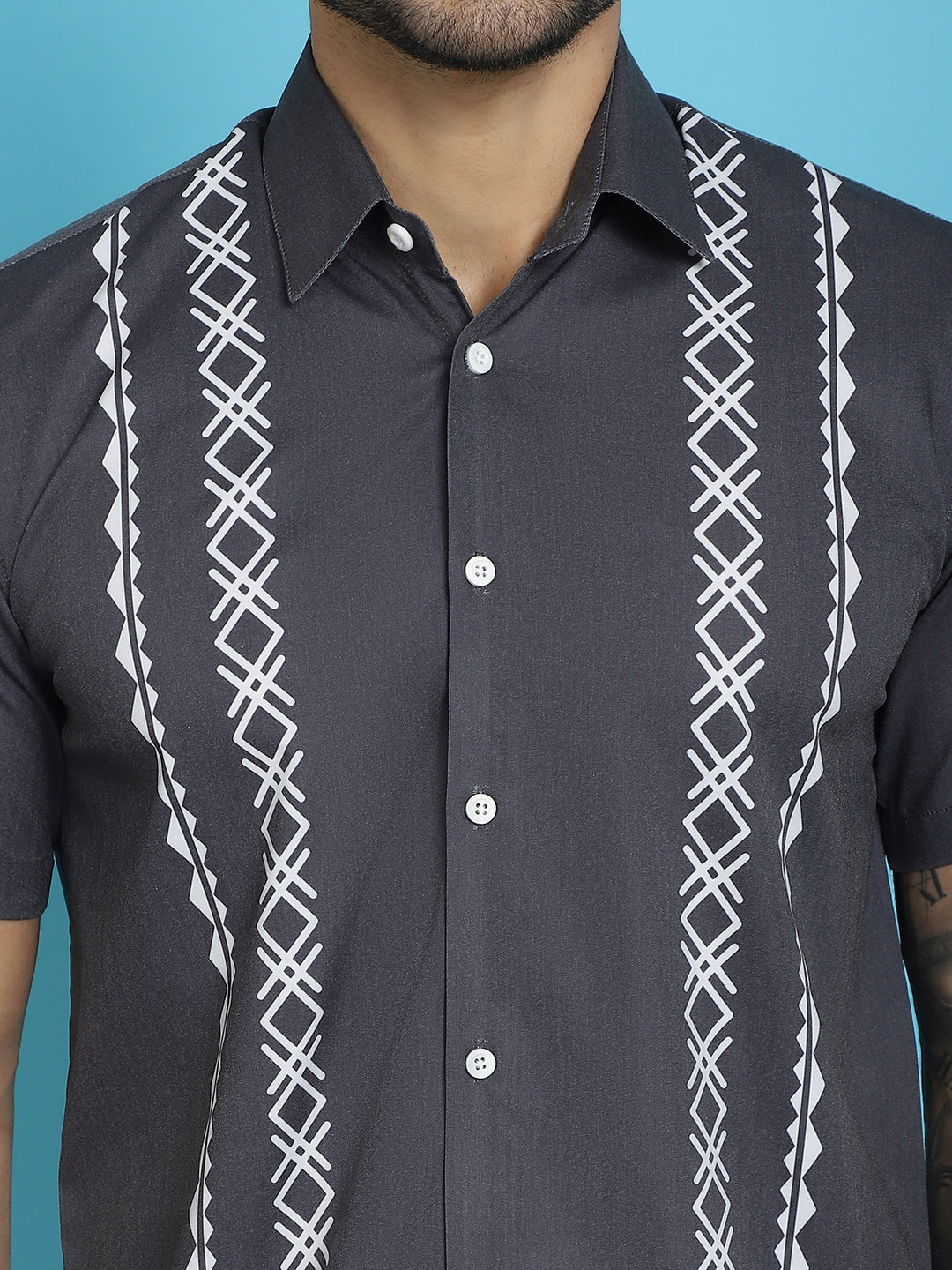 Printed Half Sleeve Lycra Shirt For Men