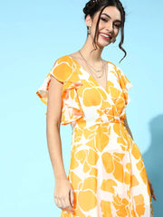 SASSAFRAS - Mustard Floral Frill Sleeve Maxi