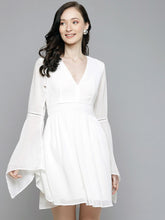 women white boho sleeve skater dress sfdrss10503