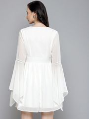 women white boho sleeve skater dress sfdrss10503