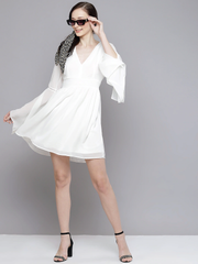 women white boho sleeve skater dress sfdrss10503