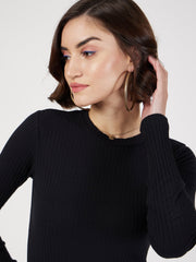 women black rib bodycon midi dress sfdrss11578