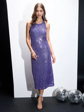 Sassafras - Women Purple Sequin Halter Neck Short Dress