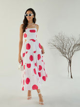 Pink Paprika By SASSAFRAS - Women White Strappy Back Cut-Out Polka Maxi