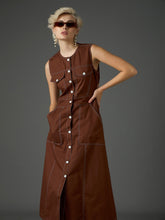brown twill waist cut out midi dress sassafras