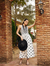 White & Black Polka Dot Halter Neck Midi Dress Pink Paprika By SASSAFRAS