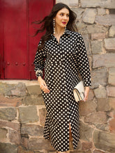 Black & White Small Polka Dot Longline Shirt Dress Pink Paprika By SASSAFRAS