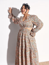 Pink Paisley Waist Cut Out Maxi Dress SASSAFRAS Curve