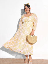 Yellow Floral Hem Tiered Midi Dress SASSAFRAS Curve