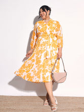 Yellow & White Floral Pleated Midi Dress SASSAFRAS Curve