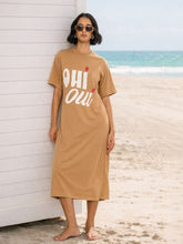 Tan OHI OUI Print Oversized T Shirt Dress SASSAFRAS