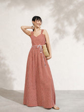 Brown Pin Stripe Maxi Dress Pink Paprika by SASSAFRAS
