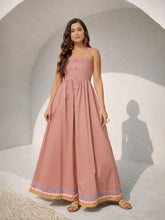 Women Onion Pink Ric Rac Lace Strappy Maxi Dress