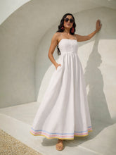 Women White Ric Rac Lace Strappy Maxi Dress