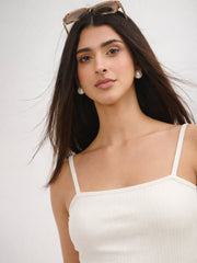 Women Off- White A-Line Strappy Midi Dress