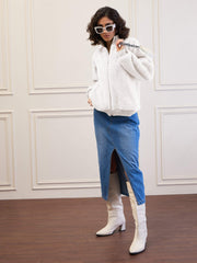 women white fur high neck front zipper jacket sfjckt60296