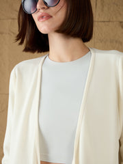 women off white front open long shrug sfjckt60313