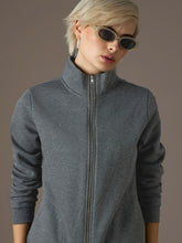 dark grey fleece front zipper jacket sassafras