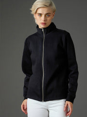 Black Fleece Front Zipper Jacket SASSAFRAS