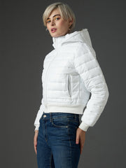 white hooded crop bomber puffer jacket sassafras