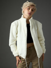 white drawstring faux fur jacket sassafras