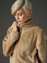 beige drawstring faux fur jacket sassafras