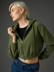 olive hooded boxy corduroy crop jacket sassafras