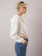 white hooded boxy corduroy crop jacket sassafras