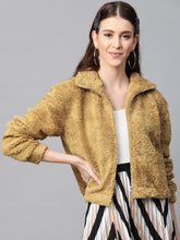 mustard drawstring faux fur jacket sfjckt6351