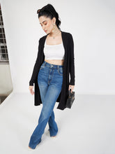 women black rib front open shrug sfjckt6740