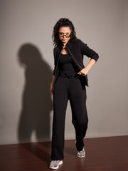 women black fleece zipper jacket sfjckt6808