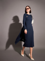 women navy solid rib front open shrug sfjckt6901