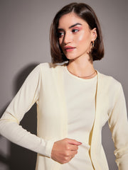 women off white rib front open shrug sfjckt6902