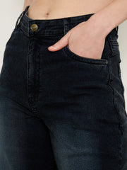 Black Wash Low Waist Straight Fit Jeans SASSAFRAS BASICS